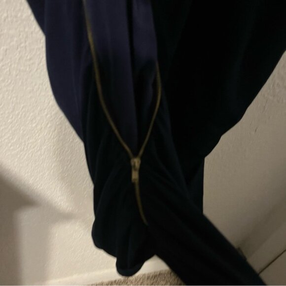 Navy Blue Monif C Evening Dress with Zipper Down the Side, Size 3 - Picture 8 of 9